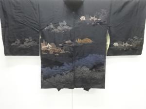 大正ロマン　田舎風景模様織り出し一つ紋絵羽織